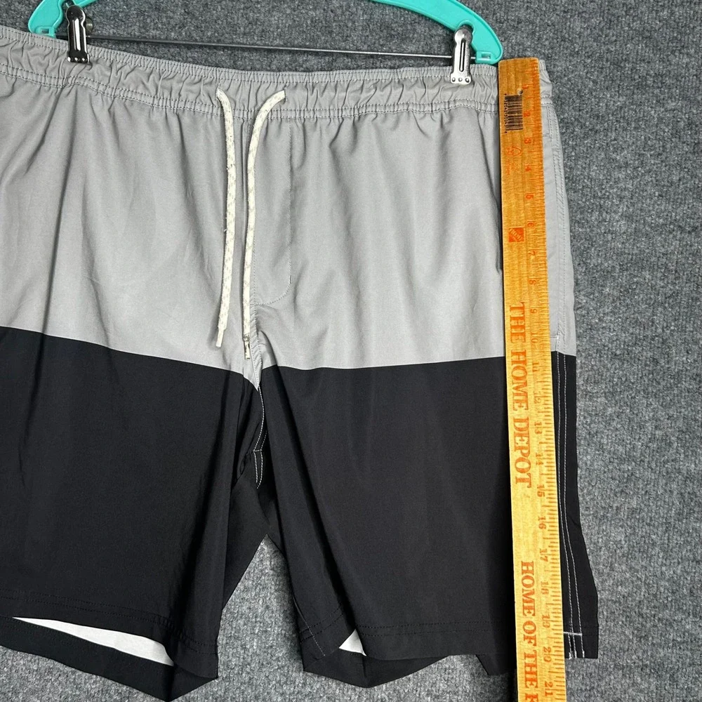 Trinity Coast Mens 2XLT Grey Black Colorblock Swim Trunks Board Shorts
